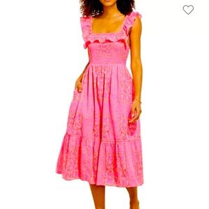 NWT VINEYARD VINES Neon Tortola Smocked Midi Dress